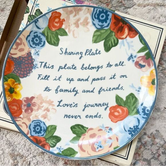 NWT Molly Hatch Sharing Plate 10.5” Ceramic Floral Decorative Plate New in Box - Picture 7 of 8